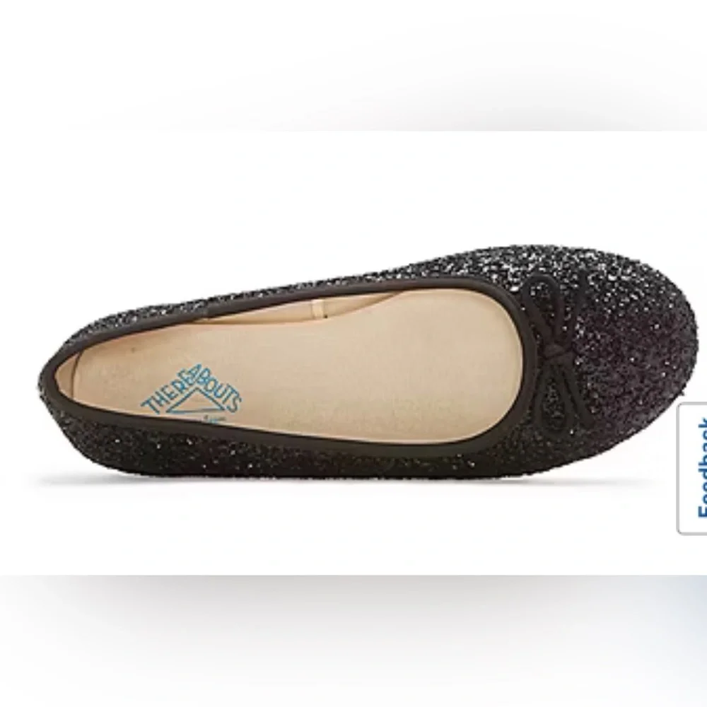 Thereabouts Lexi Ballet Flats - Black Glitter - Big Girl's Size 5